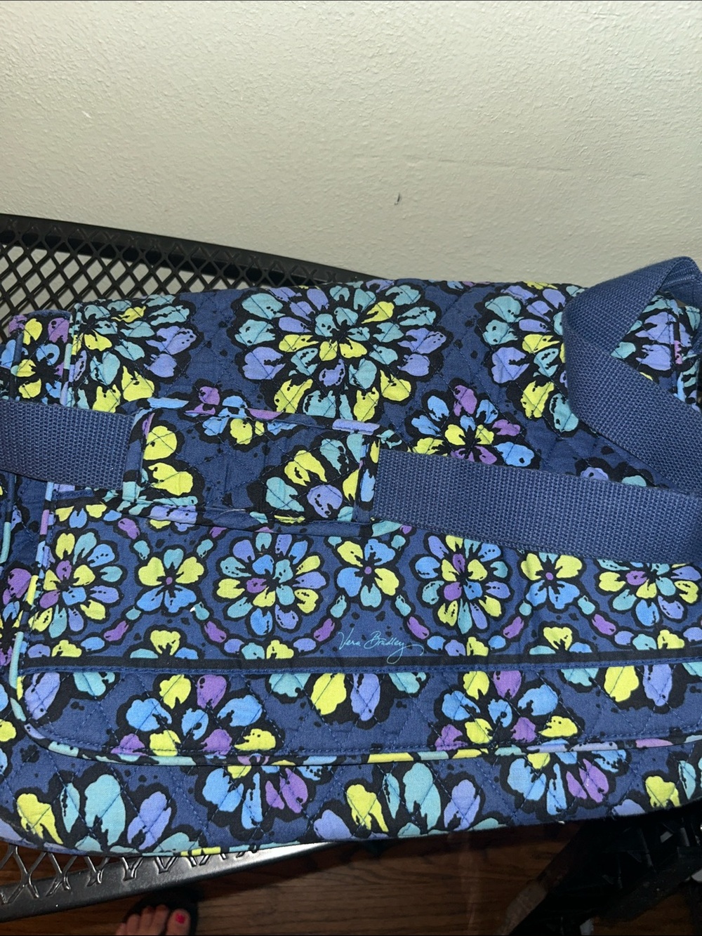 Vera Bradley Navy Quilted Floral Tote with Blue, Purple NWOT